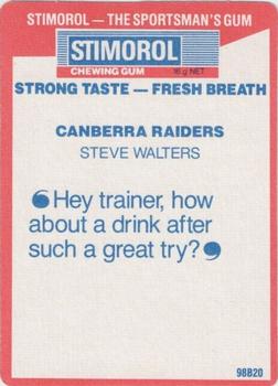 1990 Stimorol NRL #10 Steve Walters Back